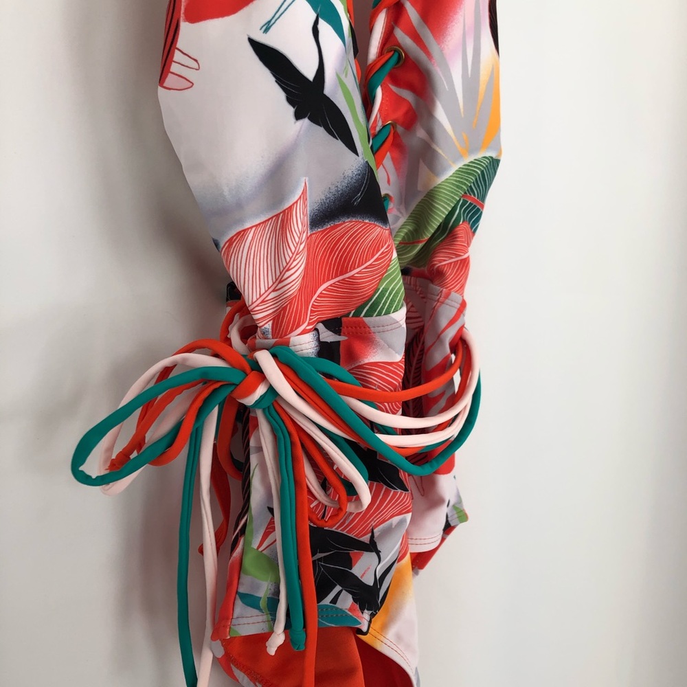 NEW Orange/multi Onepiece Low Cut swimsuit - Picture 3 of 7